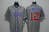 Chicago Cubs #12 Kyle Schwarber Gray Alternate New Cool Base Stitched Baseball Jersey,baseball caps,new era cap wholesale,wholesale hats